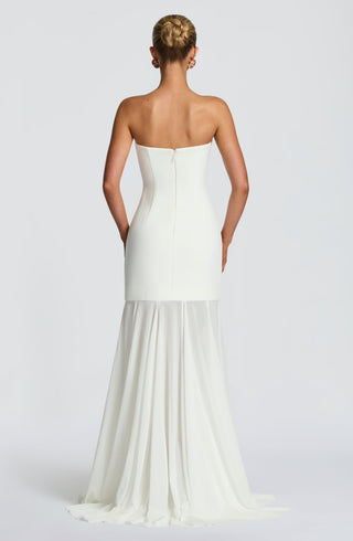 S.M Merritt Gown Strapless Stretch Crepe Maxi Dress Ivory