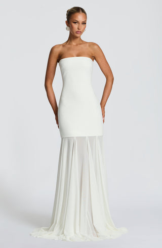 S.M Merritt Gown Strapless Stretch Crepe Maxi Dress Ivory