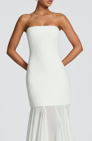 S.M Merritt Gown Strapless Stretch Crepe Maxi Dress Ivory