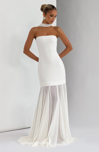 S.M Merritt Gown Strapless Stretch Crepe Maxi Dress Ivory