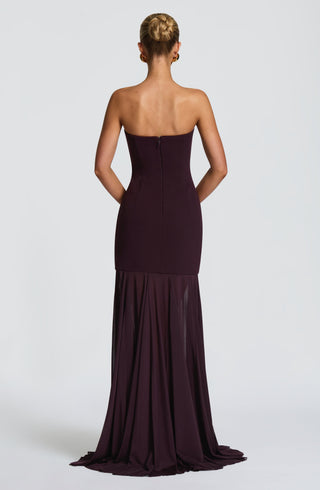 S.M Merritt Gown Bodyhugging Strapless Maxi Dress Plum