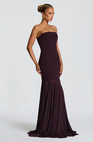 S.M Merritt Gown Bodyhugging Strapless Maxi Dress Plum