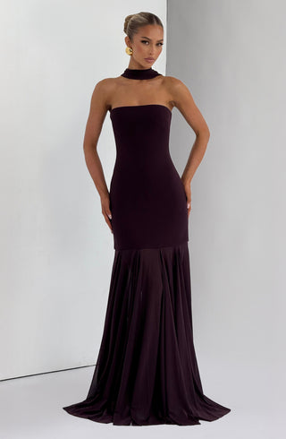 S.M Merritt Gown Bodyhugging Strapless Maxi Dress Plum
