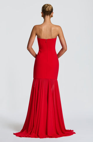 S.M Merritt Gown Strapless Stretch Crepe Maxi Red