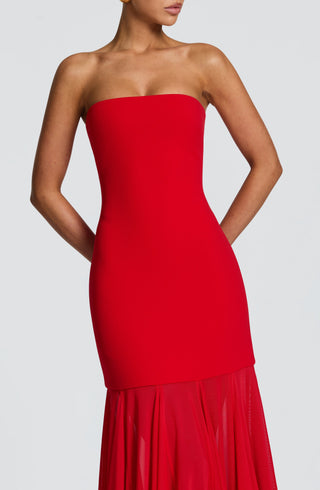 S.M Merritt Gown Strapless Stretch Crepe Maxi Red