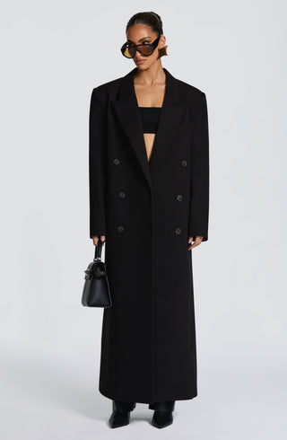 S.M Michelle Coat Double-Breasted Boxy Fit Fully Lined Black
