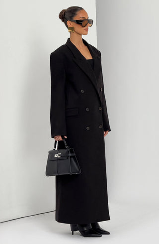 S.M Michelle Coat Double-Breasted Boxy Fit Fully Lined Black