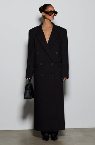 S.M Michelle Coat Double-Breasted Boxy Fit Fully Lined Black