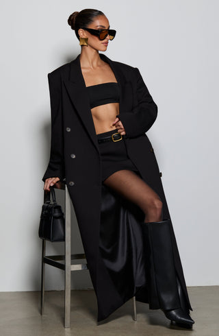 S.M Michelle Coat Double-Breasted Boxy Fit Fully Lined Black