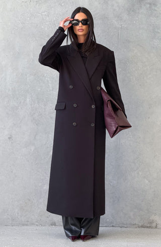 S.M Michelle Coat Double-Breasted Boxy Fit Fully Lined Black