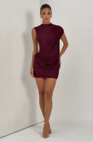 R.F Mireya Mini Dress Double Layer Modal Jersey Cherry Lacquer