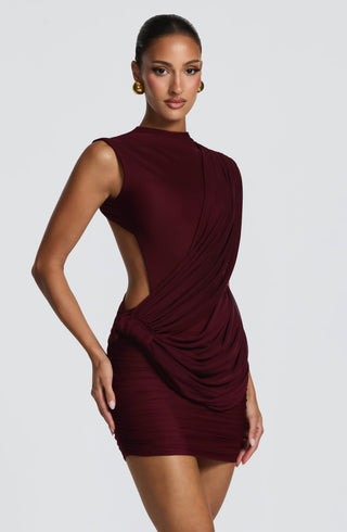 R.F Mireya Mini Dress Double Layer Modal Jersey Cherry Lacquer