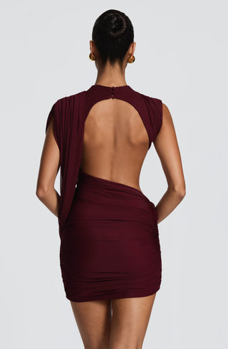 R.F Mireya Mini Dress Double Layer Modal Jersey Cherry Lacquer