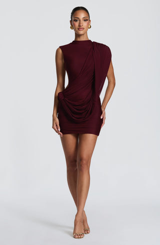 R.F Mireya Mini Dress Double Layer Modal Jersey Cherry Lacquer