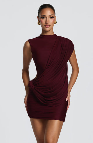 R.F Mireya Mini Dress Double Layer Modal Jersey Cherry Lacquer