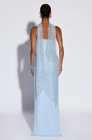 R.F Miya Scarf Embellished Tulle Double-Layered Glacier Blue One Size