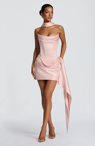 M.T Mona Mini Dress Satin Corset Strapless Blush