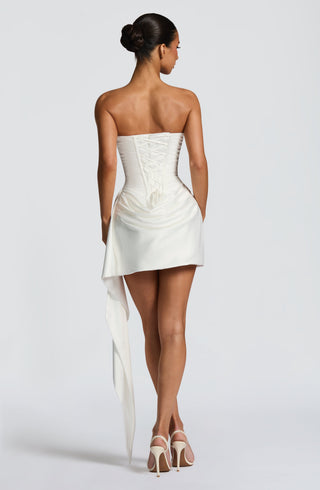 M.T Mona Mini Dress Satin Cowl Neck Ivory