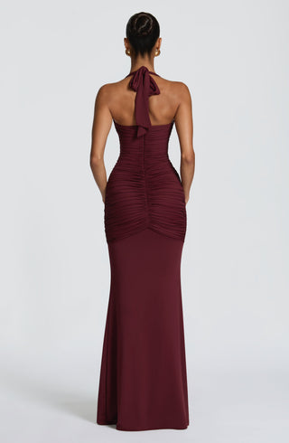 DIA Morrigan Maxi Dress Stretch Slinky Jersey Cherry Lacquer