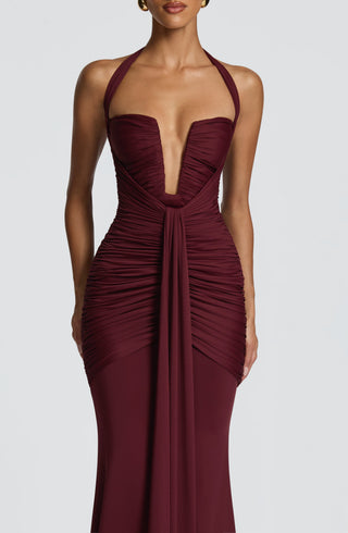 DIA Morrigan Maxi Dress Stretch Slinky Jersey Cherry Lacquer