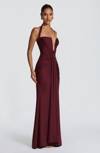DIA Morrigan Maxi Dress Stretch Slinky Jersey Cherry Lacquer