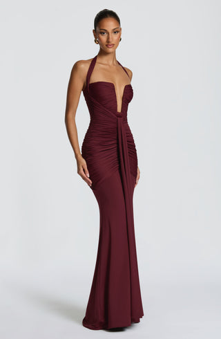 DIA Morrigan Maxi Dress Stretch Slinky Jersey Cherry Lacquer