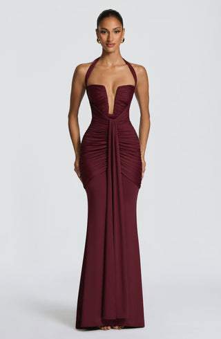 DIA Morrigan Maxi Dress Stretch Slinky Jersey Cherry Lacquer