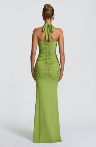 DIA Morrigan Maxi Dress Mermaid Silhouette Halter Olive