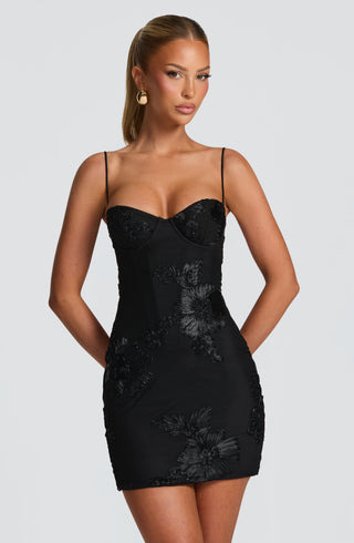 L.F Nefertiti Mini Dress Underwired Corset Bodycon Black