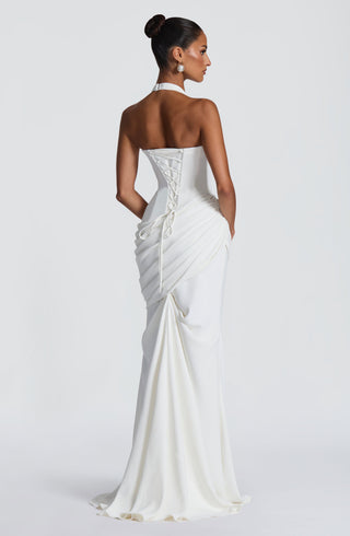 R.F Nehemia Gown Draped Crepe Mermaid Wedding Ivory