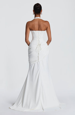 R.F Nehemia Gown Draped Crepe Mermaid Wedding Ivory