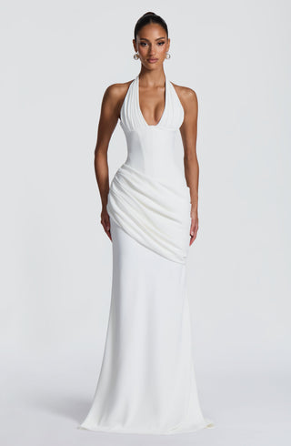 R.F Nehemia Gown Draped Crepe Mermaid Wedding Ivory