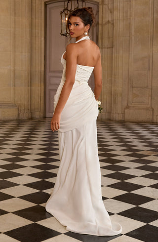 R.F Nehemia Gown Draped Crepe Mermaid Wedding Ivory