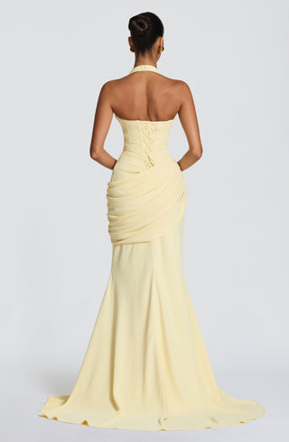 R.F Nehemia Gown Evening Dress Midweight Crepe Lemon