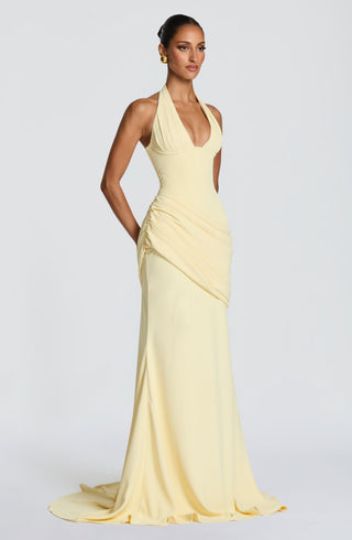 R.F Nehemia Gown Evening Dress Midweight Crepe Lemon