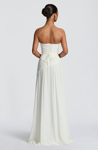M.T Patricia Maxi Dress Chiffon Corset Bodice Ivory