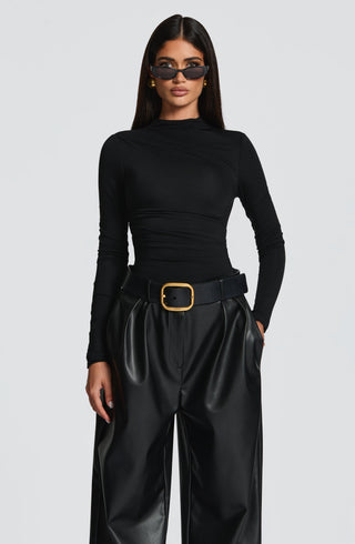 L.F Pearson Bodysuit Modal Jersey Bodycon Long-Sleeve Black