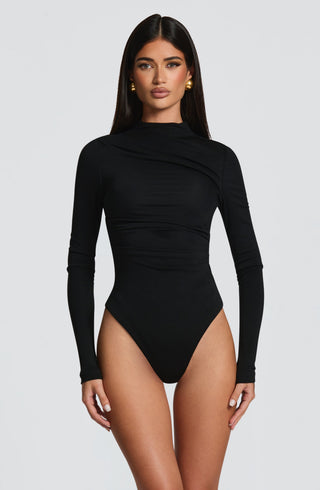 L.F Pearson Bodysuit Modal Jersey Bodycon Long-Sleeve Black