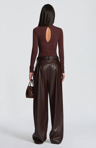 L.F Pearson Bodysuit Modal Jersey Long Sleeve Plum Brown