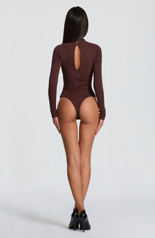 L.F Pearson Bodysuit Modal Jersey Long Sleeve Plum Brown