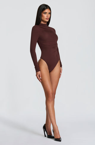 L.F Pearson Bodysuit Modal Jersey Long Sleeve Plum Brown
