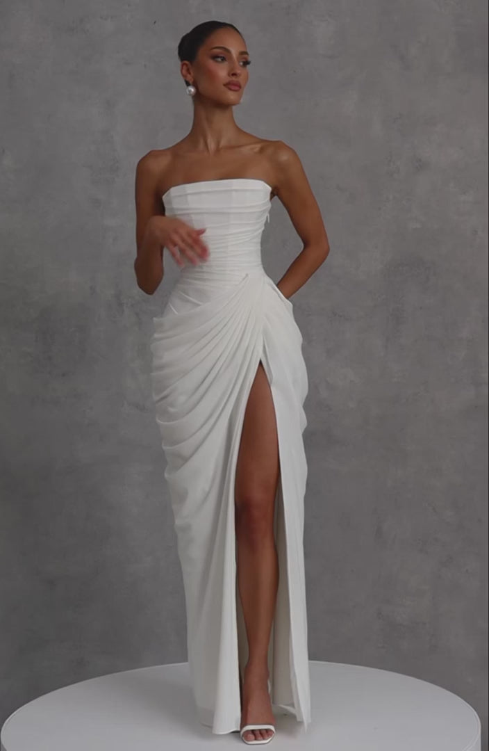 T.X Cyra Maxi Dress Chiffon Strapless Internal Corset Ivory