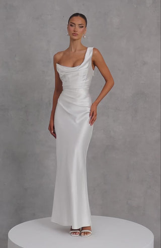 M.T Thalassa Maxi Dress Bias-Cut Satin Ivory XS-XXL