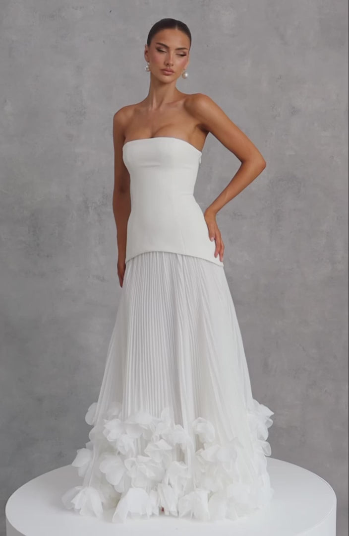 S.M Seraphina Gown Strapless Pleated Bridal Dress Ivory