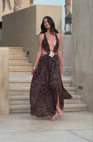 T.X Indianna Maxi Dress Printed Chiffon Leopard Print
