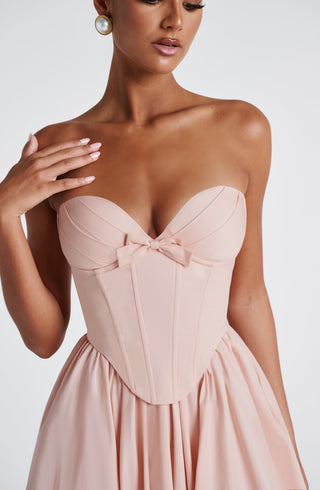 M.T Prim Midi Dress Strapless Underwired Corset Soft Peach