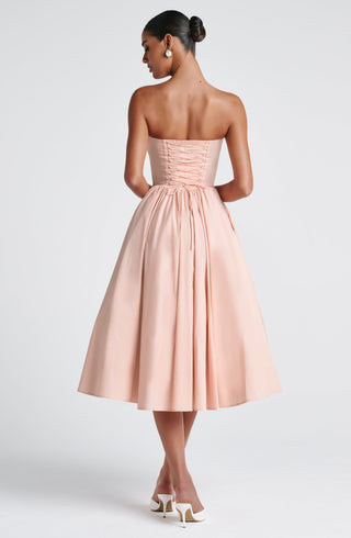 M.T Prim Midi Dress Strapless Underwired Corset Soft Peach