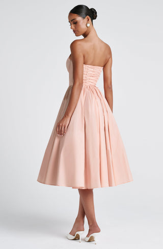 M.T Prim Midi Dress Strapless Underwired Corset Soft Peach