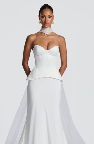 R.F Ravenna Corset Duchess Satin Strapless Lightly Underwired Ivory