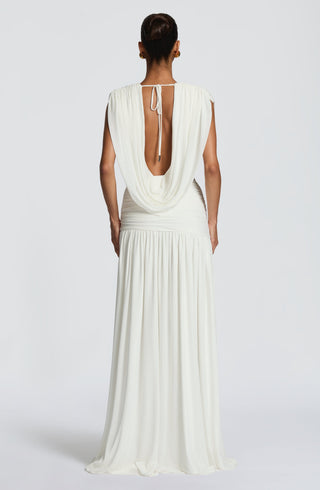 R.F Romilly Gown Ivory Maxi Dress Cowl Neck